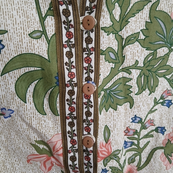 Tudor Court by Haband Floral Print Mandarin Jacket Womens Small Button Pockets - Picture 6 of 8